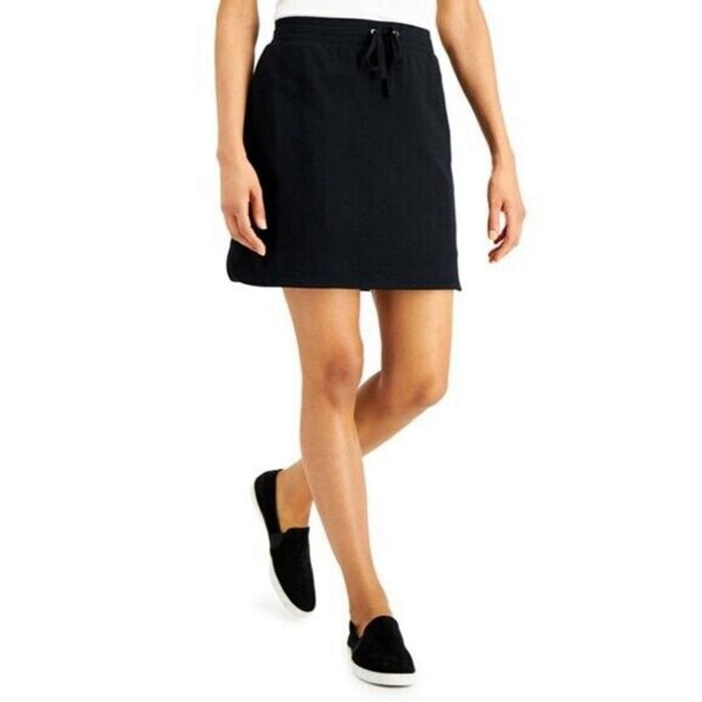 Karen Scott Knit Black Draw-String Waist Skort NWT